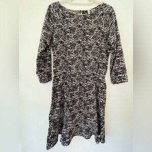 Joie Womens Abstract Print Dress Ivory Black Long Sleeve Size Small